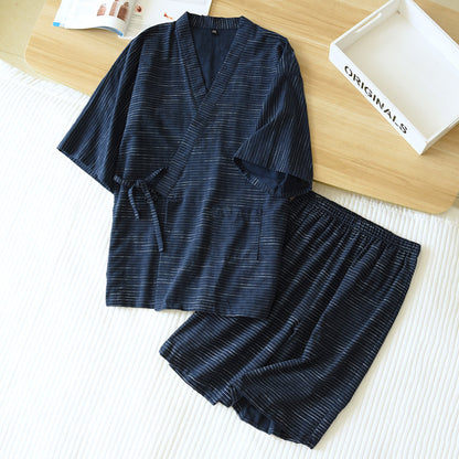 Men's Plus Size Cotton Kimono Pajamas and Bathrobe