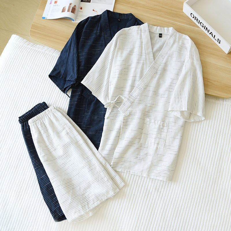 Men's Plus Size Cotton Kimono Pajamas and Bathrobe