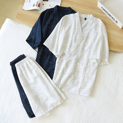 Men's Plus Size Cotton Kimono Pajamas and Bathrobe