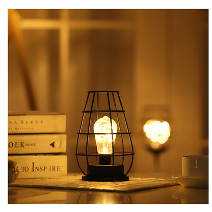 LED Iron Art Night Light with Wine Cup and Vase Decor